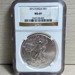 2012 American Eagle Silver One Ounce Certified / Slabbed MS69