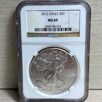 2012 American Eagle Silver One Ounce Certified / Slabbed MS69