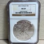 2012 American Eagle Silver One Ounce Certified / Slabbed MS69