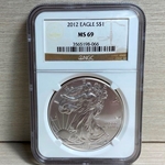 2012 American Eagle Silver One Ounce Certified / Slabbed MS69