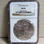 2012 American Eagle Silver One Ounce Certified / Slabbed MS69