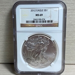 2012 American Eagle Silver One Ounce Certified / Slabbed MS69