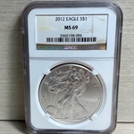 2012 American Eagle Silver One Ounce Certified / Slabbed MS69