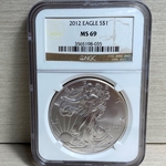 2012 American Eagle Silver One Ounce Certified / Slabbed MS69