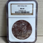 1987 American Eagle Silver One Ounce Certified / Slabbed MS69