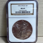 1992 American Eagle Silver One Ounce Certified / Slabbed MS69