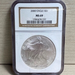 2000 American Eagle Silver One Ounce Certified / Slabbed MS69