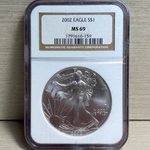 2002 American Eagle Silver One Ounce Certified / Slabbed MS69