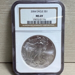 2004 American Eagle Silver One Ounce Certified / Slabbed MS69