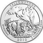 2010-P ATB 5 Oz 999 Fine Silver Coin, Yellowstone National Park