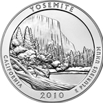 2010-P ATB 5 Oz 999 Fine Silver Coin, Yosemite National Park