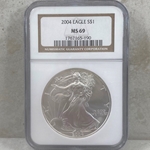 2004 American Eagle Silver One Ounce Certified / Slabbed MS69