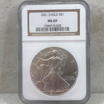 2001 American Eagle Silver One Ounce Certified / Slabbed MS69