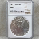 2001 American Eagle Silver One Ounce Certified / Slabbed MS69