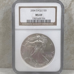 2004 American Eagle Silver One Ounce Certified / Slabbed MS69