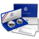 1986-S U.S. Statue of Liberty Commemorative Silver Dollar & Half Dollar Coin Set Proof