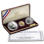 1992-S Olympics (France and Spain) Five Proof Gold, Proof Dollar & Half Dollar Set, 1 Each