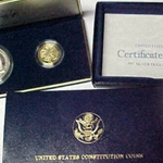 1987-W Proof Constitution $5 Gold / Silver Dollar Set, 1 Each
