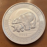 2015 1.5 oz Canadian Silver Polar Bear and Cub $8 Coin .9999 Fine