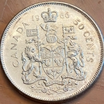 1966 50 Cents - Elizabeth II 2nd portrait, silver