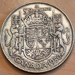 1950 50 Cents - George VI w/o IND:IMP: