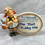 M.I. Hummel 722 Little Visitor Plaque, Personalized, Our Visit 15 May 1998, Tmk 7