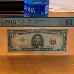 Legal Tender Note, 1963, $5.00 PMG 64