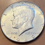 1969 40% Silver Kennedy Half Dollar