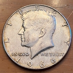 1966 40% Silver Kennedy Half Dollar