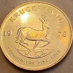 1978 1 Oz South African Gold Krugerrand Coin, 1 Each