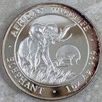 2009 100 Shillings Elephant, 1 oz Ag 999, Somalia