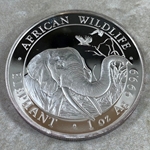 2018 100 Shillings Elephant, 1 oz Ag 999, Somalia