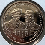 2005, 1 Dollar - Elizabeth II 60th Anniversary of V.E. Day 1945, British Virgin Islands