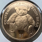 2002, 1 Dollar - Elizabeth II Teddy Bear, British Virgin Islands