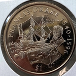 2004, 1 Dollar - Elizabeth II Sir Francis Drake, British Virgin Islands