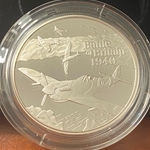 2010, 5 Pounds - Elizabeth II Battle of Britain, 1940; Silver Proof Issue, Alderney