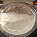 1990, 5 Pounds - Elizabeth II Battle of Britain, 1940-1990; 5 Oz Silver Proof, Jersey