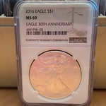 2016 American Eagle Silver One Ounce Certified / Slabbed MS69