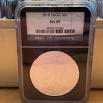 2010 American Eagle Silver One Ounce Certified / Slabbed MS69