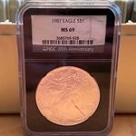 1987 American Eagle Silver One Ounce Certified / Slabbed MS69