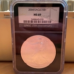 2004 American Eagle Silver One Ounce Certified / Slabbed MS69