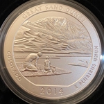 2014-P ATB 5 Oz 999 Fine Silver Coin, Great Sand Dunes National Park