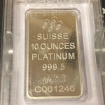 Suisse, Ten Troy Ounces .999.5 Platinum