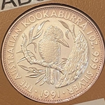 1991 Australia,  5 Dollars - Elizabeth II 3rd Portrait - Australian Kookaburra