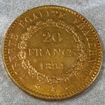 1894 France, 20 Francs, .900, .1867 oz gold, 1 Each