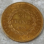 1875 France, 20 Francs, .900, .1867 oz gold, 1 Each