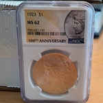 1923 Peace Silver Dollars Certified / Slabbed MS62