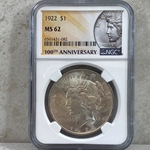 1922 Peace Silver Dollars Certified / Slabbed MS62 - 082