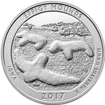 2017 ATB 5 Oz 999 Fine Silver Coin, Effigy Mounds National Monument