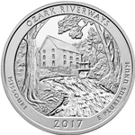 2017 ATB 5 Oz 999 Fine Silver Coin, Ozark National Scenic Riverways